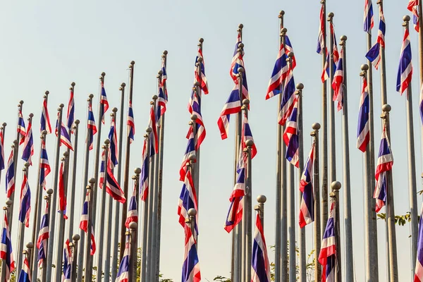 Wunderschöner Blick Auf Thailändische Nationalflaggen Den Stangen Queen Sirikit National — Stockfoto