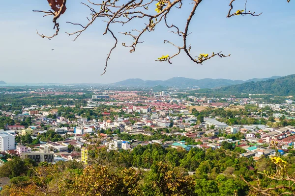 Widok Piękny Krajobraz Miasta Phuket Punktu Widokowego Khao Rang Niewielkim — Zdjęcie stockowe