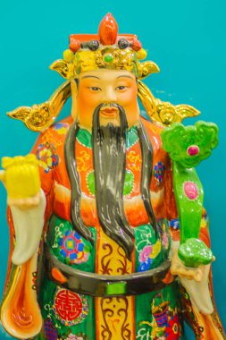 Cai Shen, zenginlik, servet tanrısı Çin Tanrı heykeli kapatın.