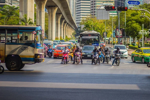 Бангкок Таиланд Февраля 2017 Года Жаркая Пробка Перекрестке Тайско Японского — стоковое фото