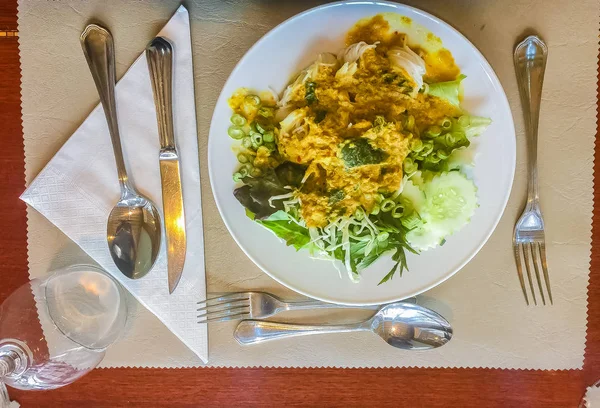 Khanom Fideos Mentón Comida Tailandesa Popular Que Hacen Harina Arroz — Foto de Stock