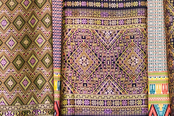 Colorful of native thai style silk. Beautiful handmade woven fabrics thai silk fabric textured