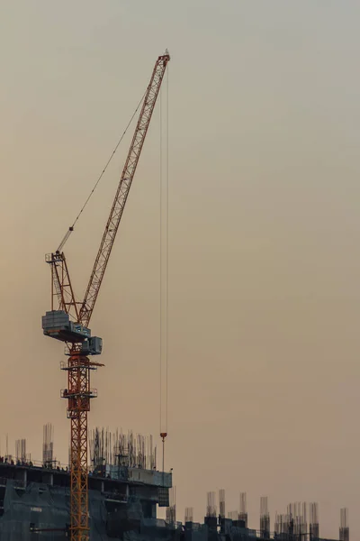 Guindaste Torre Lança Luffing Local Construção Condomínio Sobre Estrutura Aço — Fotografia de Stock