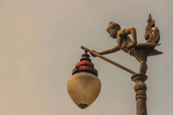 Beautiful Kinnaree Lantern Lamp Street Blue Sky Background — Stock Photo, Image