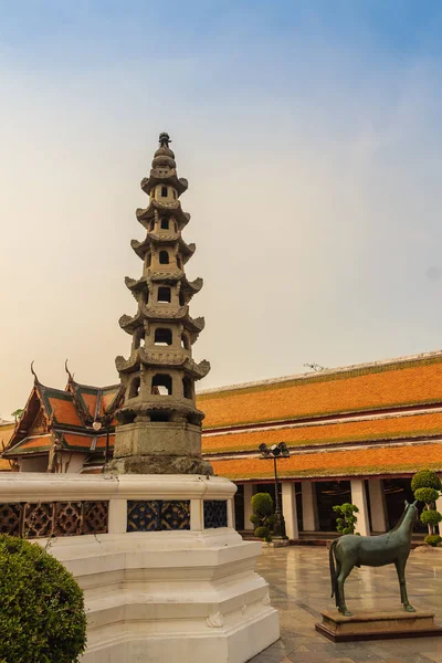 Pedra Bonita Estátua Artes Chinesas Wat Suthat Temple Bangkok Tailândia — Fotografia de Stock