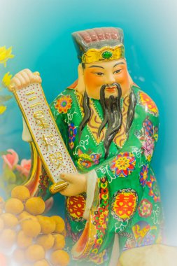 Cai Shen, zenginlik, servet tanrısı Çin Tanrı heykeli kapatın.