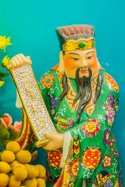 Close Sculpture Cai Shen Chinese God Wealth God Fortune — Stock Photo, Image