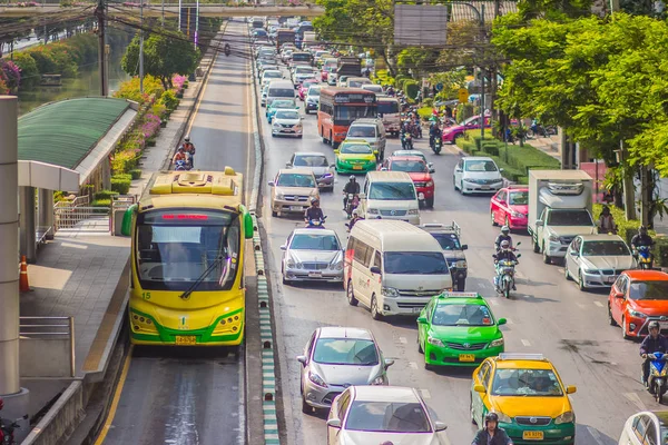 Bangkok Thajsko Února 2017 Pohled Bangkoku Brt Autobus Příměstské Železnice — Stock fotografie