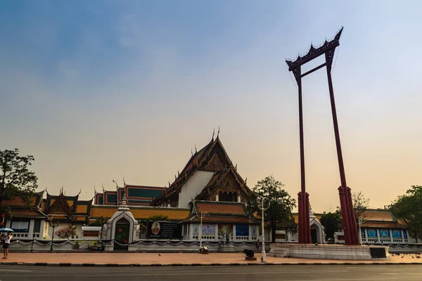 Vintage Kilátás Giant Swing Vallási Szerkezet Amely Wat Suthat Templom — Stock Fotó