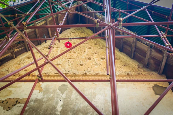 Vista Renovar Los Antiguos Edificios Tradicionales Del Templo Renovación Antigua —  Fotos de Stock