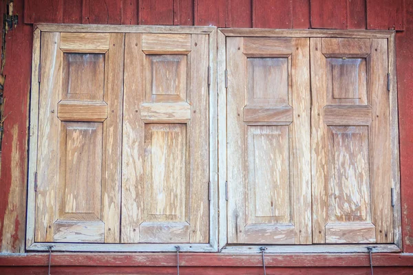 Old Vintage Wooden Brown House Windows Background — Stock Photo, Image