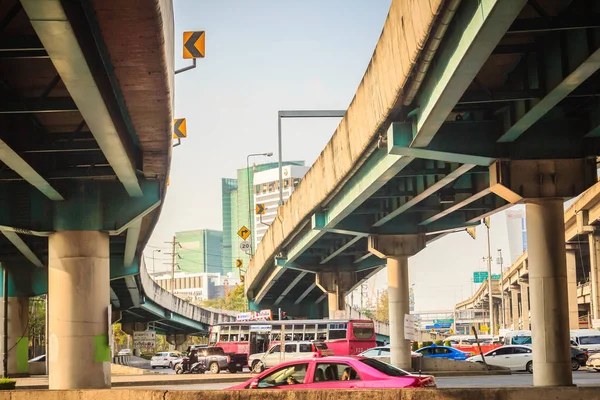 Bangkok Thailand March 2017 Vibhavadi Rangsit Tollways Frog Eye View — стоковое фото