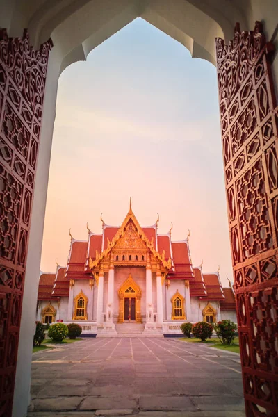 Bela Paisagem Arquitetura Wat Benchamabophit Dusitvanaram Também Conhecido Como Templo — Fotografia de Stock