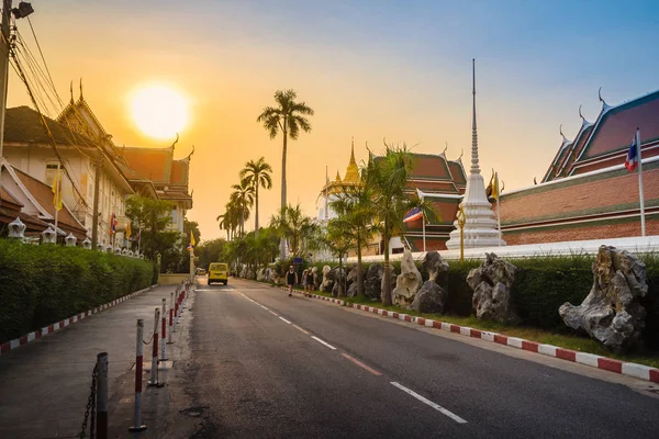 Bellissimo Tramonto Wat Saket Ratcha Wora Maha Wihan Wat Phu — Foto Stock