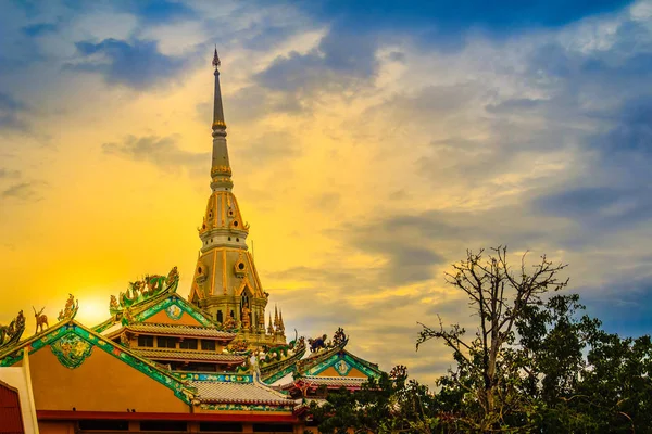 Schöne Goldene Pagode Wat Sothonwararam Einem Berühmten Öffentlichen Tempel Der — Stockfoto