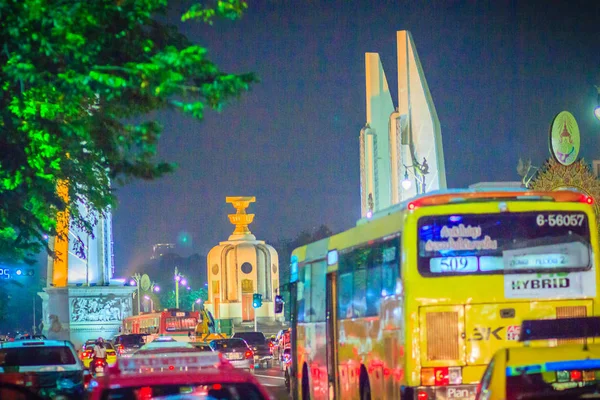 Bangkok Thailand März 2017 Das Demokratische Denkmal Bei Nacht Mit — Stockfoto