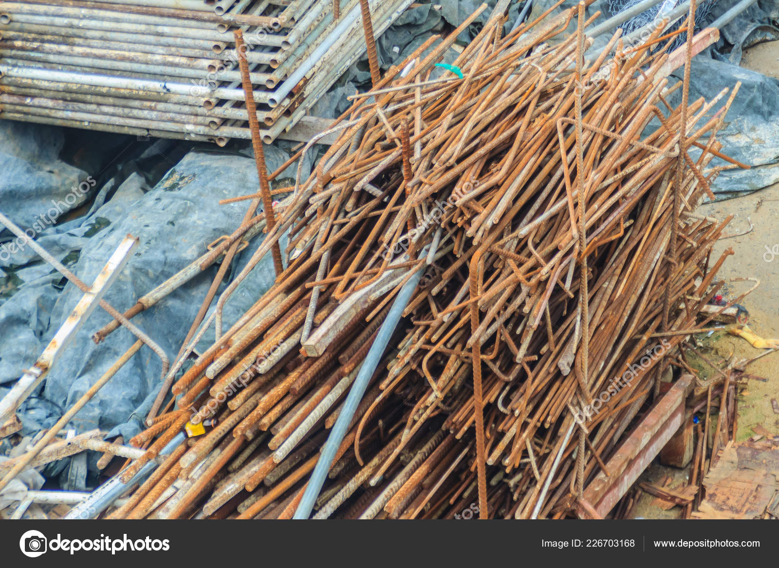 Steel Bars Scrap Left Construction Site Can Sell Salvage Recycling