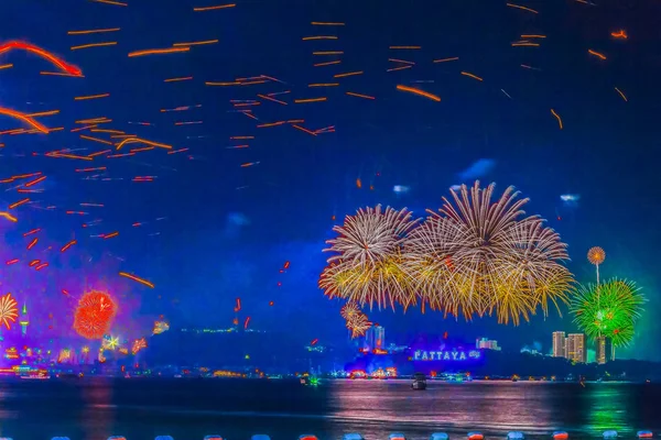 Pattaya Thailand December 2012 January 2013 Colorful Fireworks New Year — Stock Photo, Image