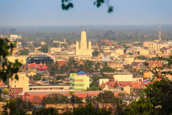 Aerial View Phetchaburi City Wat Mahathat Worawihan Hills Wat Khao — Stock Photo, Image