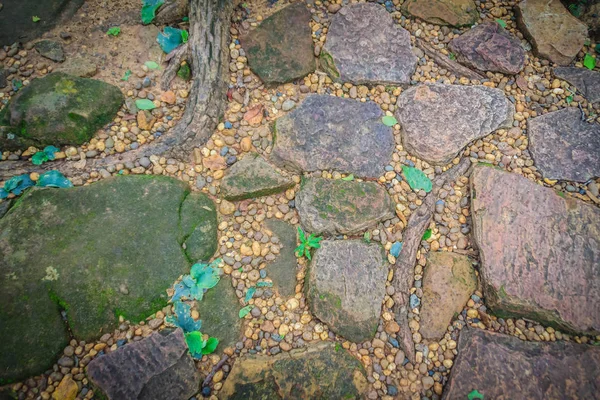 ヴィンテージ自然玉石や小石舗装解体配置パターン背景 非対称 自然石の背景は 舗装ブロック — ストック写真