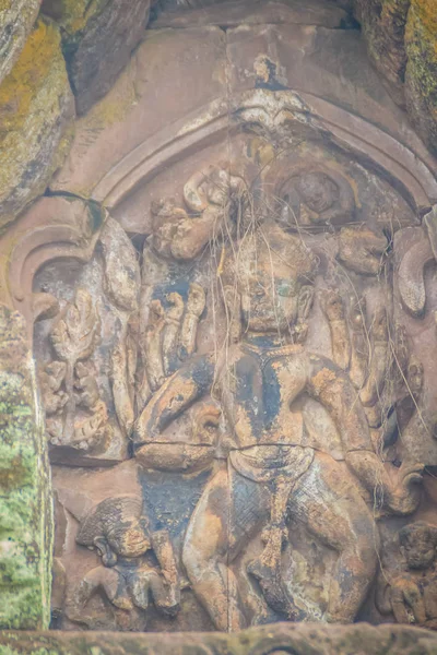 Belo Arenito Ansiava Verga Entrada Janelas Senhor Krishna Matando Leão — Fotografia de Stock