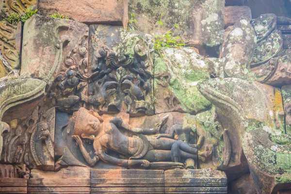 Belo Arenito Ansiava Verga Entrada Janelas Senhor Krishna Matando Leão — Fotografia de Stock