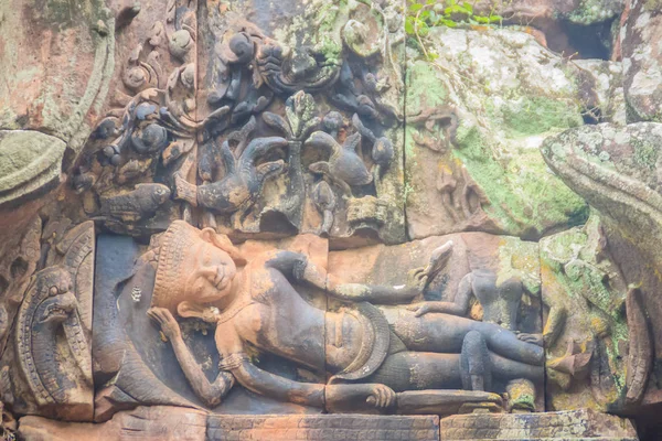 Belo Arenito Ansiava Verga Entrada Janelas Senhor Krishna Matando Leão — Fotografia de Stock