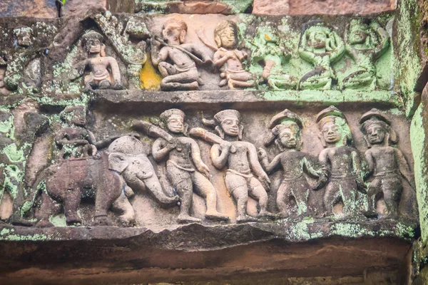 Belo Arenito Ansiava Verga Entrada Janelas Senhor Krishna Matando Leão — Fotografia de Stock