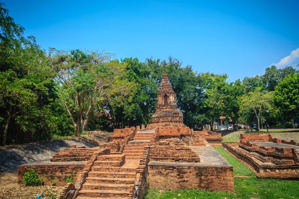 Wat Pu Pia (Temple of Old Man Pia), one of the ruined temples in Wiang Kum Kam, an historic settlement and archaeological site that built by King Mangrai the Great since 13th century, Chiang Mai.