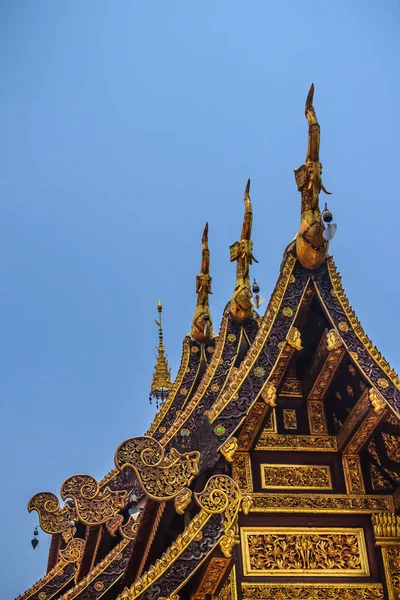 Padrão Naga Desejada Bonita Viga Gable Igreja Estilo Norte Tailandês — Fotografia de Stock