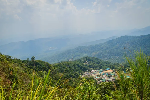 Doi Puis Hmong Pueblo Tribu Colina Étnica Vista Aérea Desde — Foto de Stock