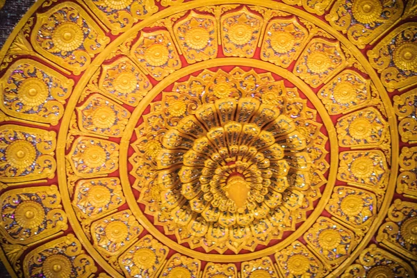 Beautiful Golden Decorated Ceiling Lotus Shape Lamp Buddhist Church Thailand — Stock Photo, Image