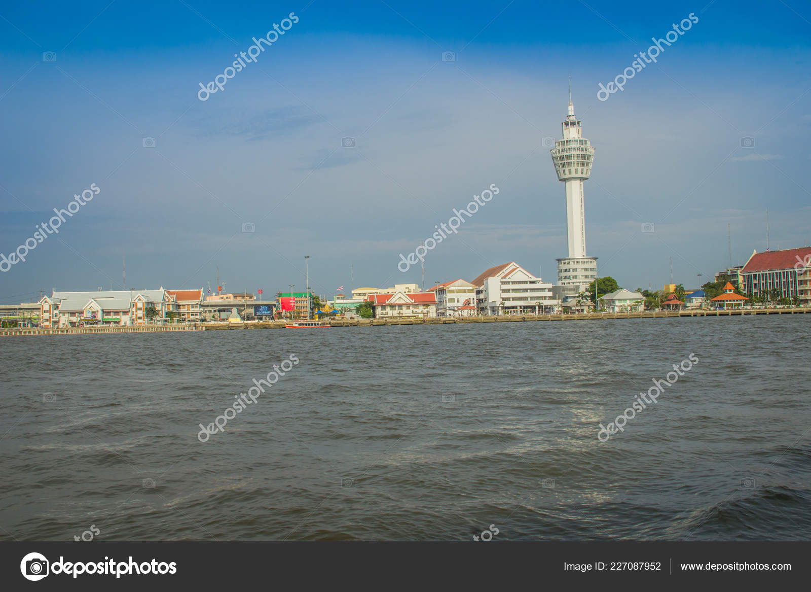 Riverfront View Samut Prakan City Hall New Observation Tower Boat Stock Photo Image By C Kampwit