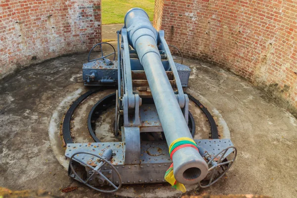 Disappearing Carriage Gun Phi Sua Samut Fort Public Place Thailand — Stock Photo, Image