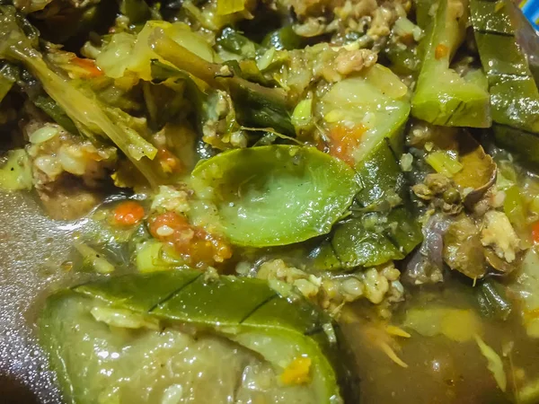 Északkeleti Natív Thai Curry Ételek Cukkini Béka Tartalmazó Hús Chili — Stock Fotó