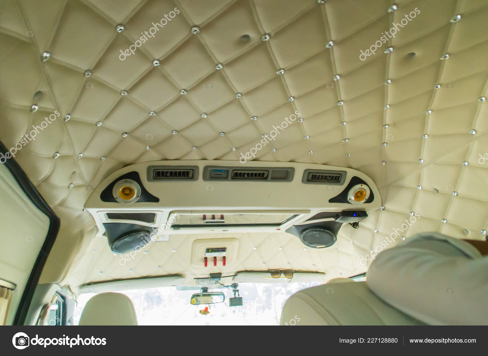 Luxury Van Limousine Interior Brown Leather Ceiling High