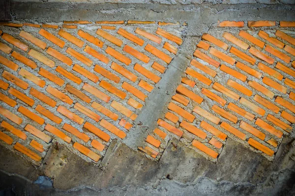 Treppe Ziegelwand Unfertigen Putz Gebäude Bau Ohne Putzwand — Stockfoto