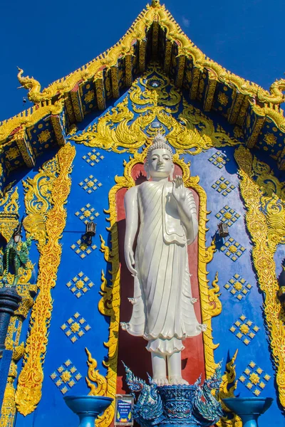 Belle Sculpture Bouddha Blanc Extérieur Église Wat Rong Sua Ten — Photo