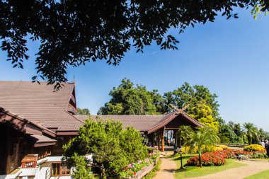 Güzel manzara ve mimari görüş-in Doi Tung Kraliyet Villası, Chinang Rai, Tayland Doi Tung tepelerinde yer alan Prenses Anne Srinagarindra, eski Köşkü.