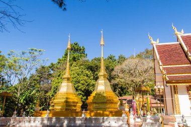 Wat Phra ki Doi Tung, Chiang Rai, güzel altın pagodadan. Biri sol köprücük kemiği Lord Buda'nın içeren inanılıyor ikiz Lanna usulü stupas Wat Phra ki Doi Tung oluşur.