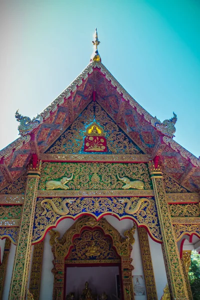 Belo Desejo Dourado Entrada Igreja Wat Phra Doi Tung Dos — Fotografia de Stock