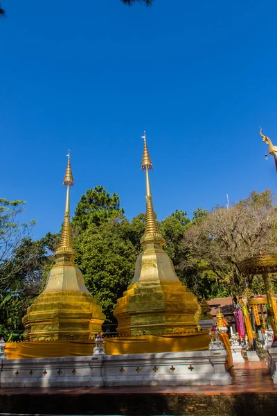 Belle Pagode Oro Wat Phra Doi Tung Chiang Rai Wat — Foto Stock