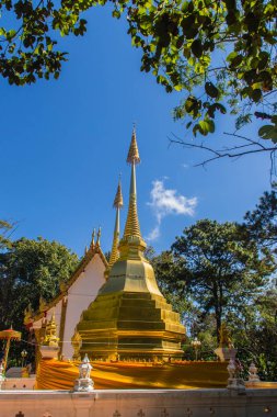 Wat Phra ki Doi Tung, Chiang Rai, güzel altın pagodadan. Biri sol köprücük kemiği Lord Buda'nın içeren inanılıyor ikiz Lanna usulü stupas Wat Phra ki Doi Tung oluşur.