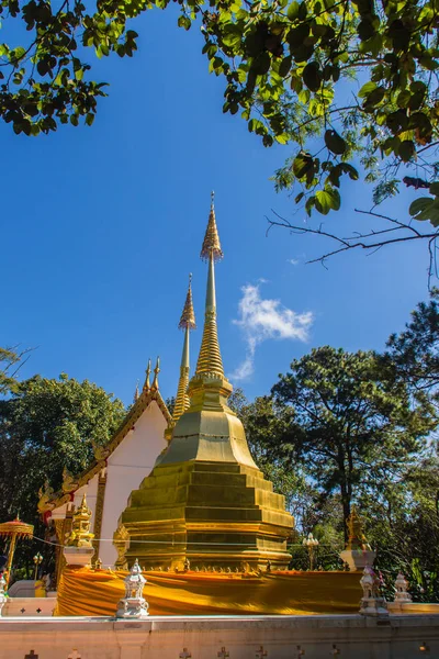 Hermosas Pagodas Doradas Wat Phra Doi Tung Chiang Rai Wat — Foto de Stock