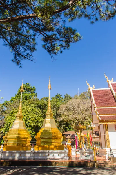 Schöne Goldene Pagoden Wat Phra Doi Tung Chiang Rai Wat — Stockfoto