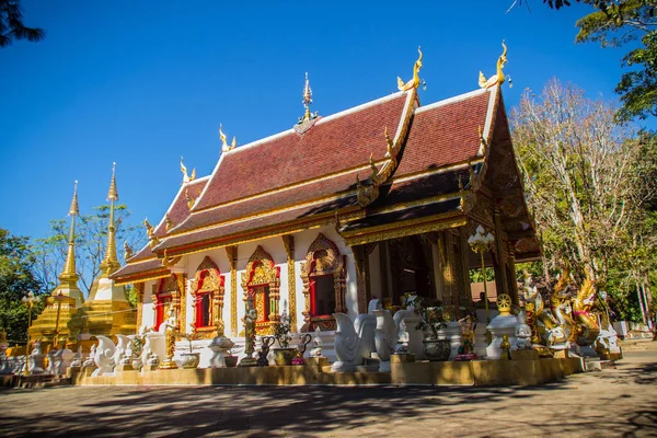 Schöne Goldene Pagoden Wat Phra Doi Tung Chiang Rai Wat — Stockfoto