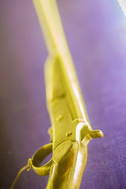 Bir eski yan yana tüfek veya av double-barreled tüfek, av tüfeği vintage koleksiyonu kapatma