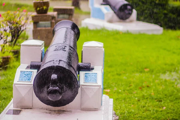 Antiguo Cañón Negro Museo Público Aire Libre Cañón Fue Inventado — Foto de Stock