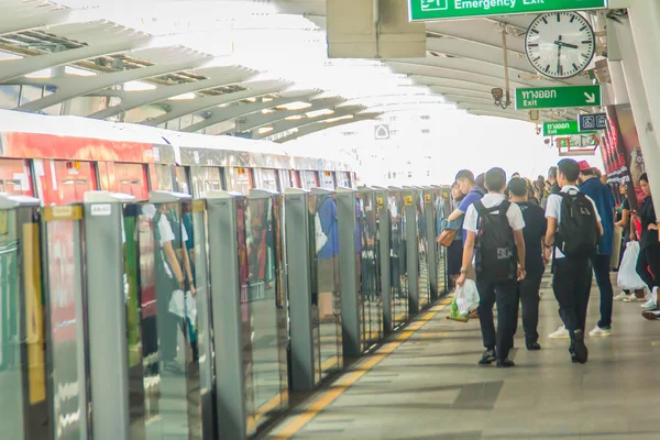 Bangkok Thailandia Settembre 2017 Arrivato Treno Aereo Bts Phrom Phong — Foto Stock