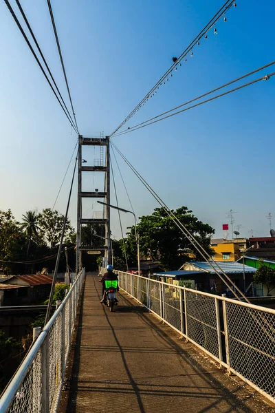 Puente Colgante Que Cruza Río Nan Hasta Estación Tren Phichit —  Fotos de Stock